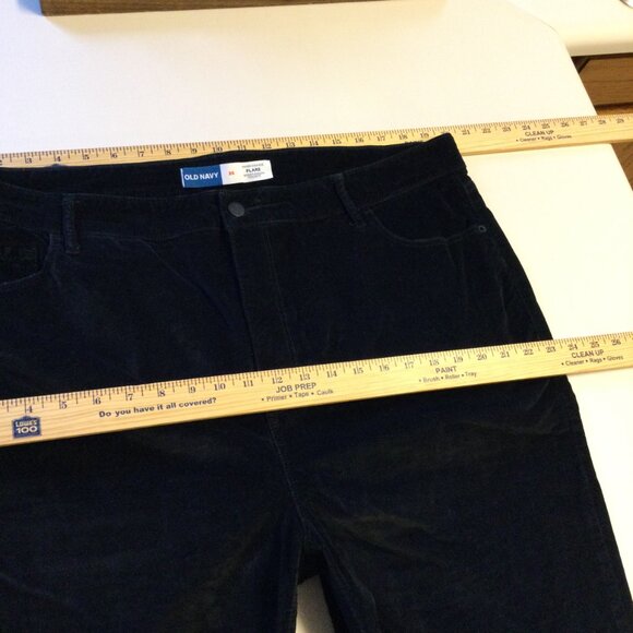 Old Navy Velvet Pants Size 20 Black Flare Higher High Rise Secret Smooth Pockets - Picture 5 of 12